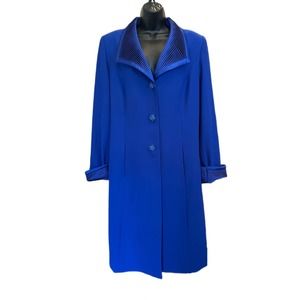 MOSHITA COUTURE Royal Blue Jeweled Overcoat - size 16